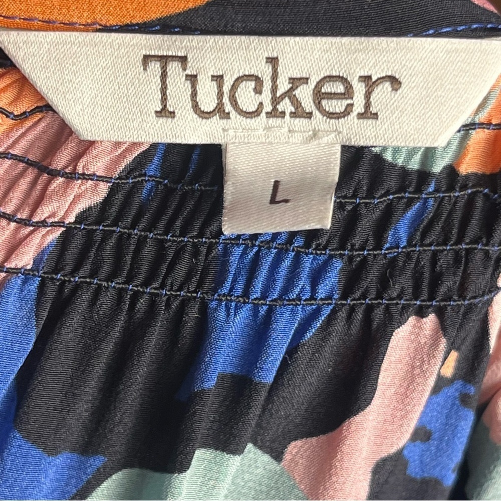 Tucker by Gaby Basora Silk Blouse – Abstract Floral Print, Size Large - Picture 6 of 10